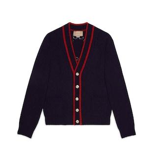 Gg Perforated Wool Cardigan