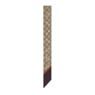Gg Print With Horsebits Silk Neck Bow