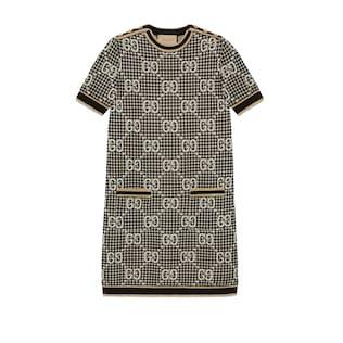 Gg Wool Blend Jacquard Dress