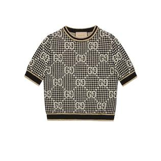 Gg Wool Blend Jacquard Top
