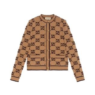 Gg Wool Bouclé Jacquard Cardigan