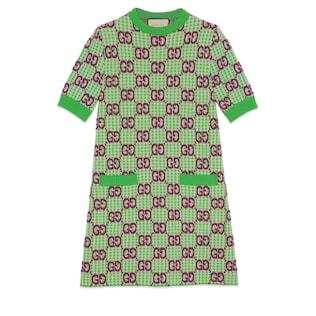 Gg Wool Houndstooth Dress