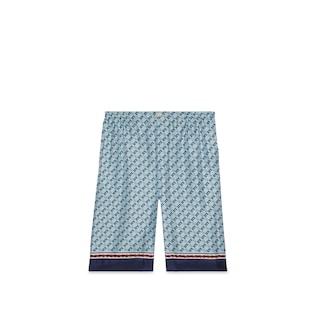 Geometric Square G Print Silk Shorts