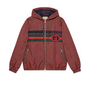 Geometric Houndstooth Canvas Jacket