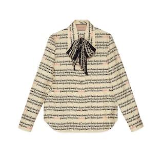 Gucci Script Print Silk Shirt