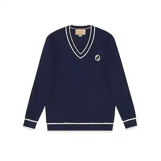 Knit Cotton Wool Sweater With Patch