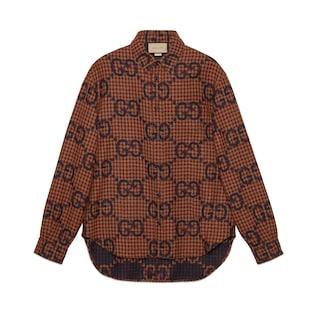 Maxi Gg Gingham Wool Shirt