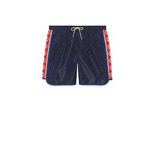 Nylon Swim Shorts With Logo Stripe