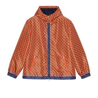 Nylon Zip Jacket With Geometric G Print