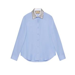 Oxford Cotton Shirt With Crystal Collar