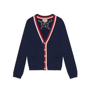 Perforated Gg Cotton Cardigan