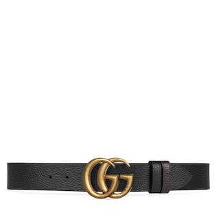 Reversible Leather Belt With Double G Buckle