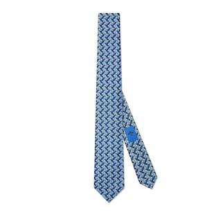 Round Interlocking G Belts Print Silk Tie