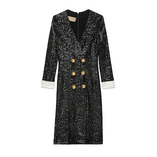 Sequin-Embroidered Viscose Dress