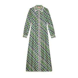 Silk Belt Check Print Dress