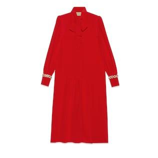 Silk Dress With Crystal Cuff