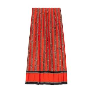 Square G Chain Print Silk Skirt