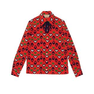 Square G Print Silk Shirt