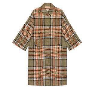 Square G Tartan Print Nylon Coat