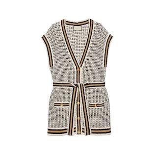 Stitch Cotton Cardigan With Lamé