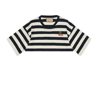 Striped Cotton Cropped T-Shirt