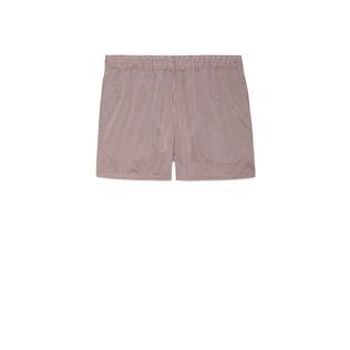 Striped Fabric Swim Shorts With Patch