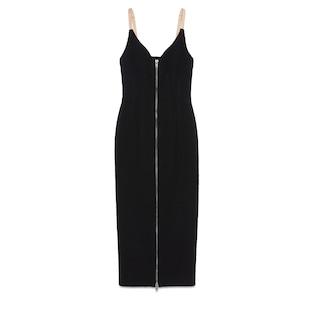 V-Neck Stretch Wool Dress