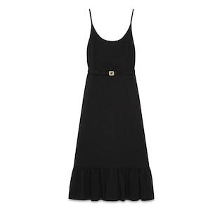Viscose Sable Dress With Interlocking G Belt