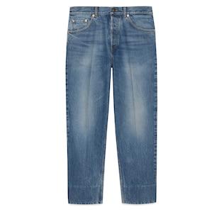 Washed Organic Denim Pant With Label