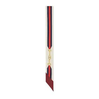 Web Horsebit Print Silk Neck Bow