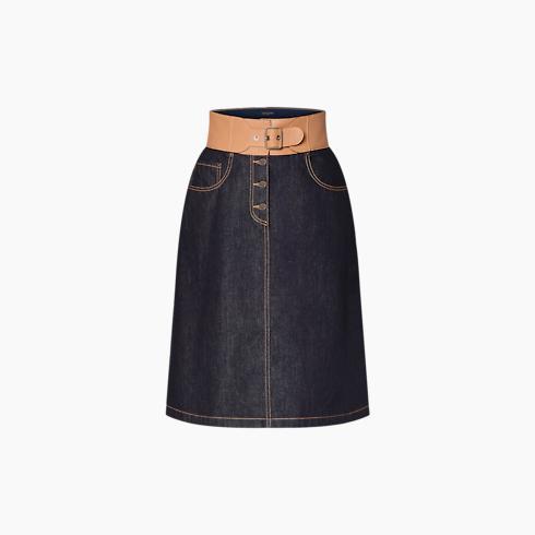 Eyelet Belt Denim Skirt