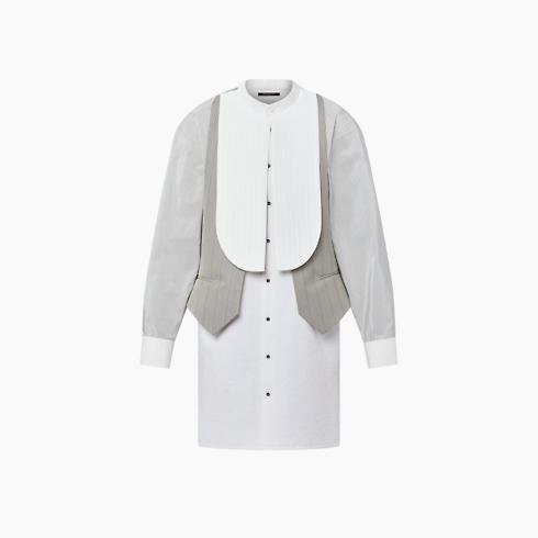 Layered Bib Shirt Dress