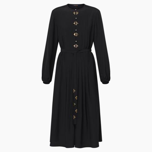 Monogram Accent Pleat Dress