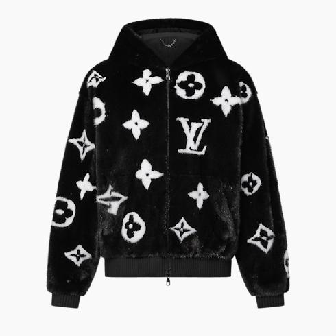Monogram Mink Fur Zipped Hoodie
