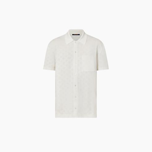 Monogram Pointelle Cotton Short-Sleeved Shirt