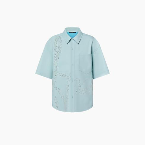 Perforated Leather Short-Sleeved Shirt
