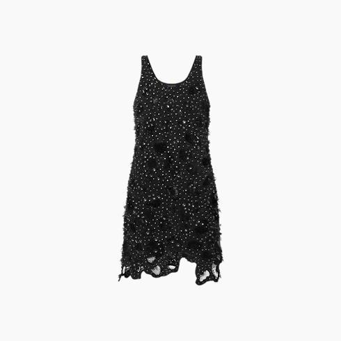 Sheer Detail Beaded Mini Tank Dress