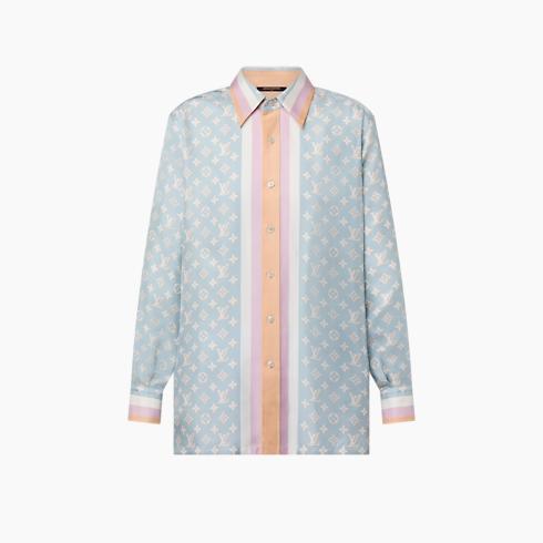 Stripe Accent Monogram Pajama Shirt