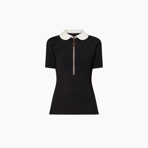 Technical Jersey Peter Pan Collar Top
