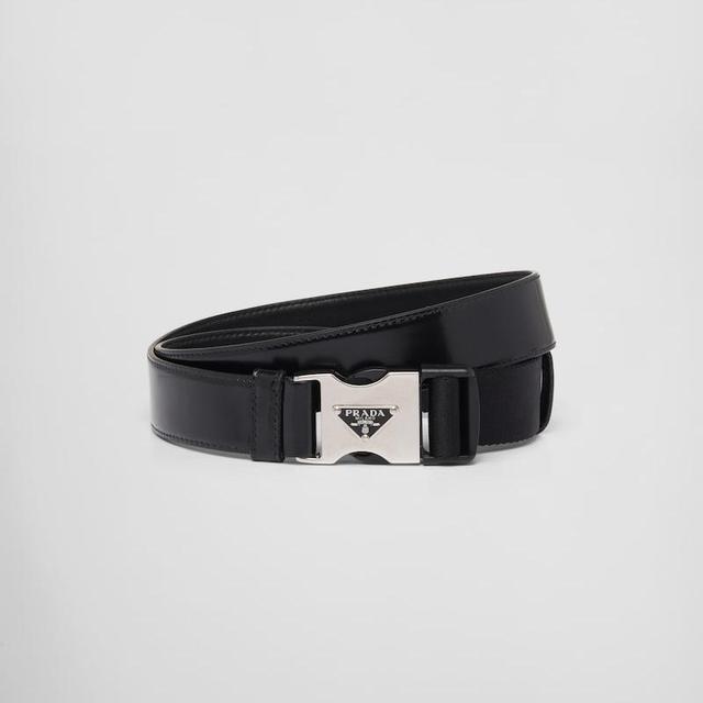 Brushed Leather and Woven Tape Belt