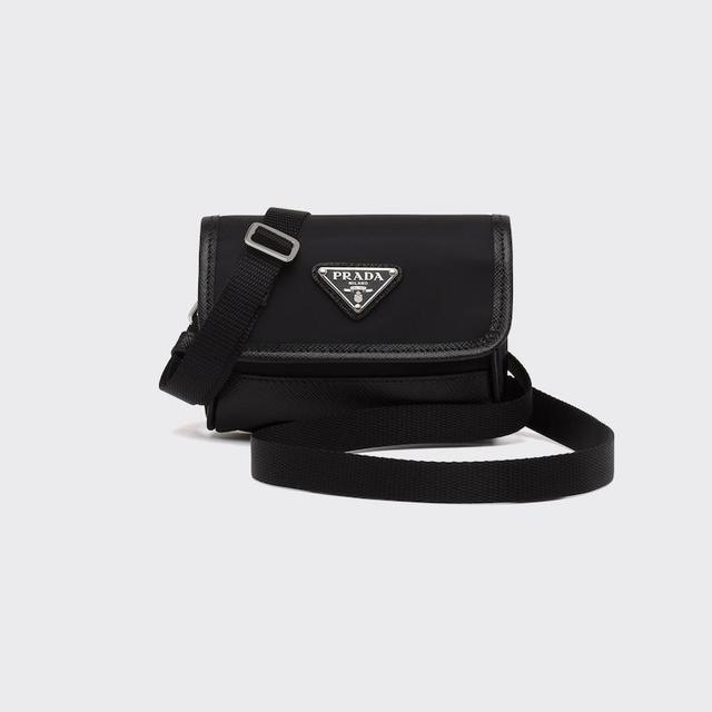 Re-Nylon and Saffiano Leather Mini Pouch