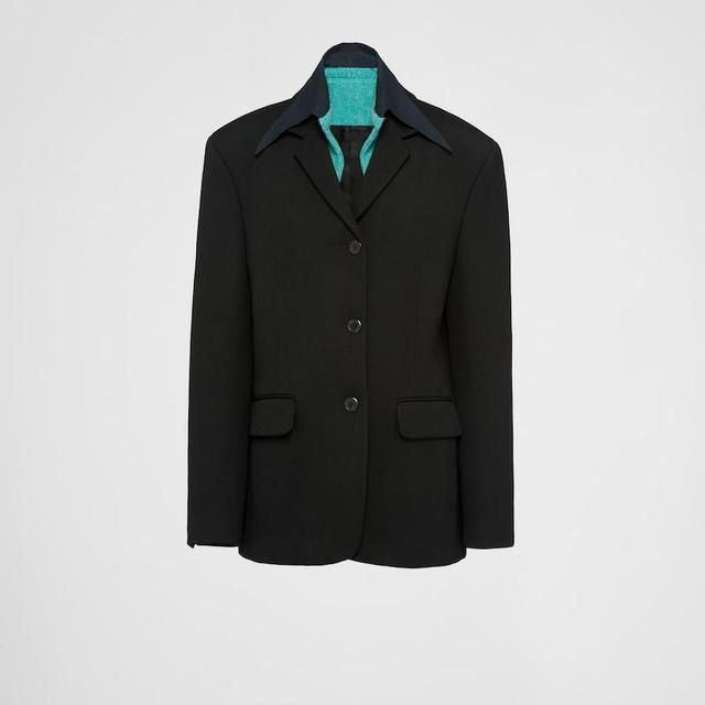 Single-Breasted Gabardine Jacket With Collar