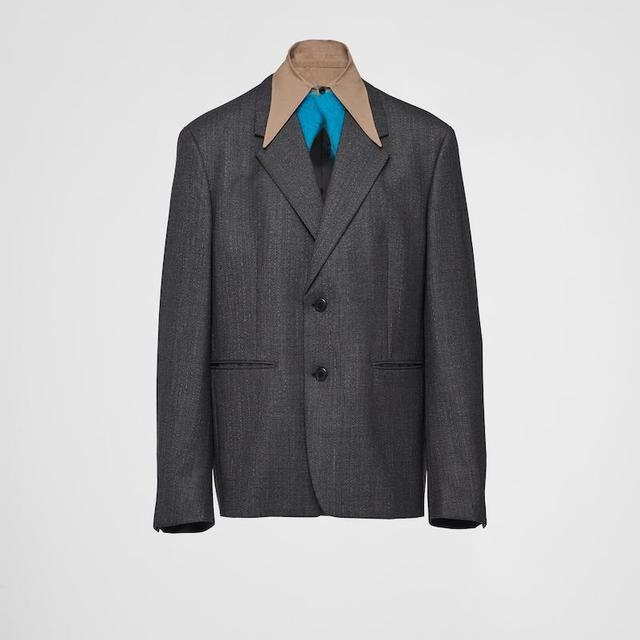 Single-Breasted Wool Jacket With Collar