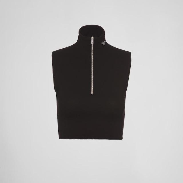 Wool and Viscose Turtleneck Crop Top